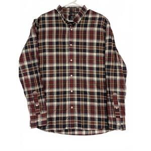 1901 Classic Fit Plaid Button Down Shirt Burgundy Navy Check Mens XL Cotton
